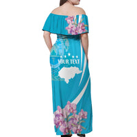 Personalized Honduras Independence Day Off Shoulder Maxi Dress With White Tailed Deer - Wonder Print Shop