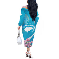 Personalized Honduras Independence Day Off The Shoulder Long Sleeve Dress With White Tailed Deer - Wonder Print Shop