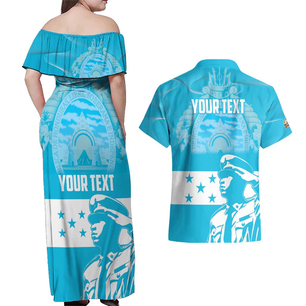 Personalized Honduras Scarlet Macaw Couples Matching Off Shoulder Maxi Dress and Hawaiian Shirt Happy Independence Day 1821 - Wonder Print Shop