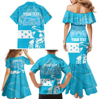 Personalized Honduras Scarlet Macaw Family Matching Mermaid Dress and Hawaiian Shirt Happy Independence Day 1821 - Wonder Print Shop