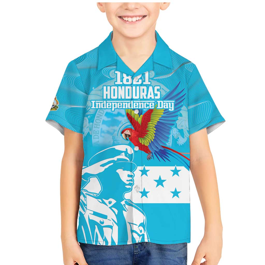 Personalized Honduras Scarlet Macaw Family Matching Mermaid Dress and Hawaiian Shirt Happy Independence Day 1821 - Wonder Print Shop