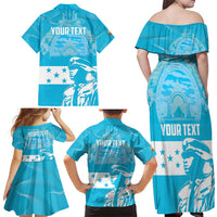 Personalized Honduras Scarlet Macaw Family Matching Off Shoulder Maxi Dress and Hawaiian Shirt Happy Independence Day 1821 - Wonder Print Shop