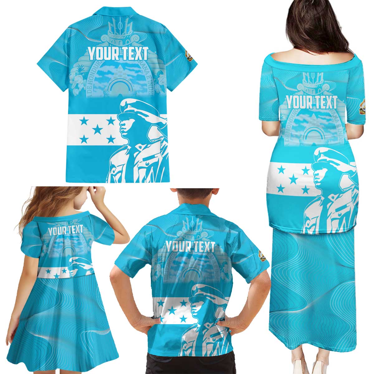 Personalized Honduras Scarlet Macaw Family Matching Puletasi and Hawaiian Shirt Happy Independence Day 1821 - Wonder Print Shop