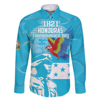 Personalized Honduras Scarlet Macaw Family Matching Short Sleeve Bodycon Dress and Hawaiian Shirt Happy Independence Day 1821 - Wonder Print Shop