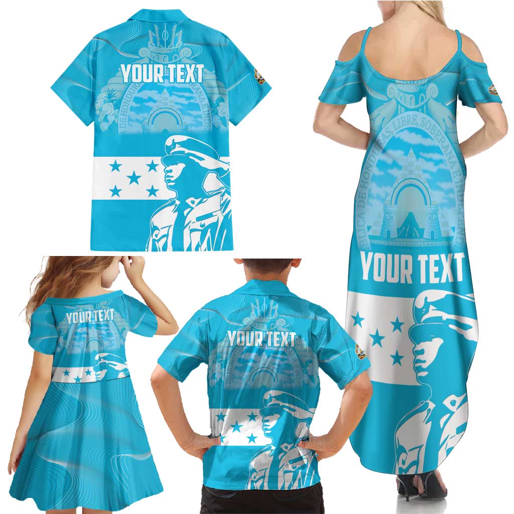 Personalized Honduras Scarlet Macaw Family Matching Summer Maxi Dress and Hawaiian Shirt Happy Independence Day 1821 - Wonder Print Shop