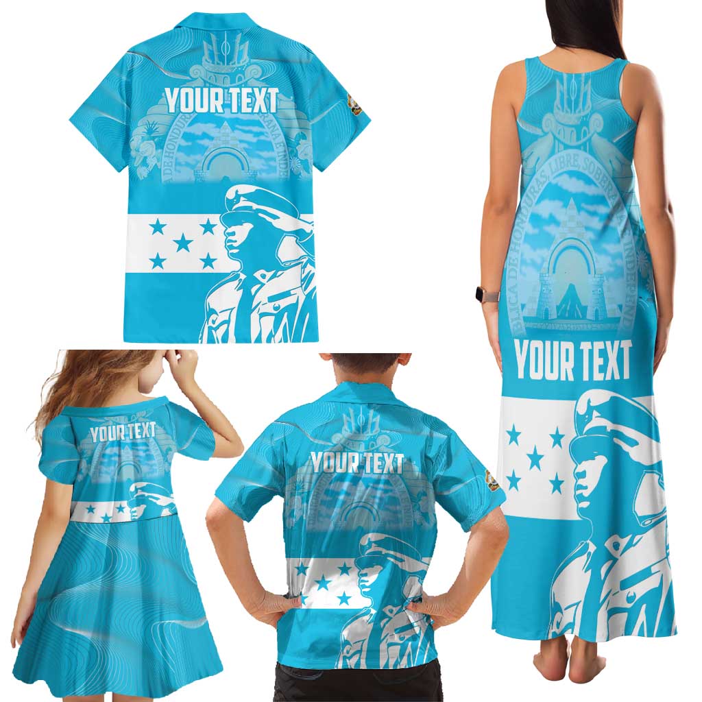 Personalized Honduras Scarlet Macaw Family Matching Tank Maxi Dress and Hawaiian Shirt Happy Independence Day 1821 - Wonder Print Shop