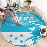 Personalized Honduras Scarlet Macaw Round Carpet Happy Independence Day 1821