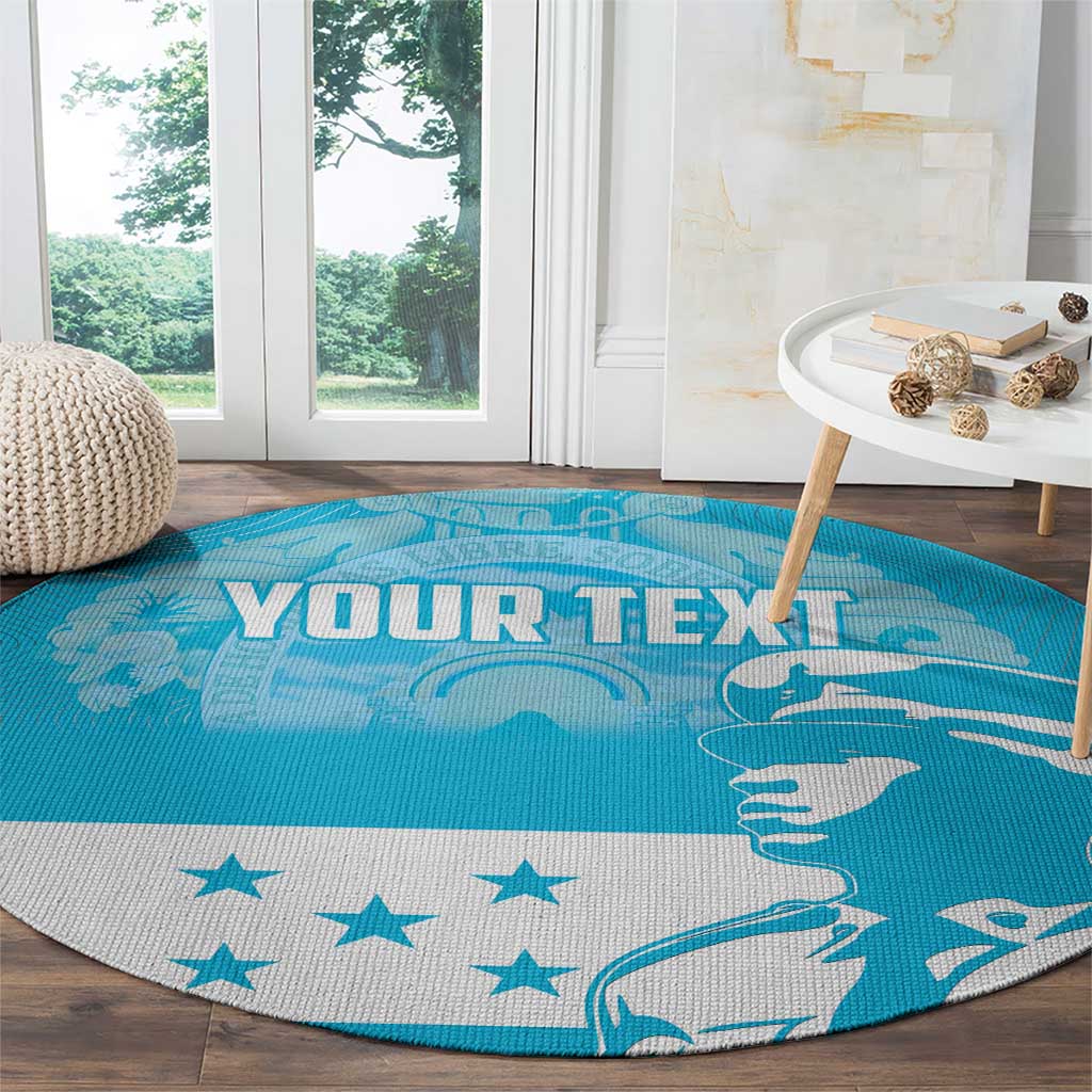 Personalized Honduras Scarlet Macaw Round Carpet Happy Independence Day 1821