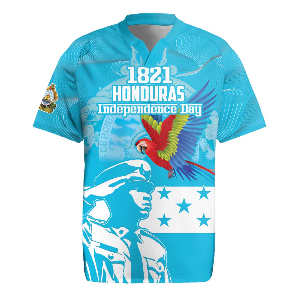Personalized Honduras Scarlet Macaw Rugby Jersey Happy Independence Day 1821 - Wonder Print Shop