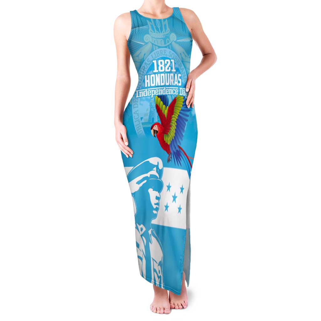 Personalized Honduras Scarlet Macaw Tank Maxi Dress Happy Independence Day 1821 - Wonder Print Shop