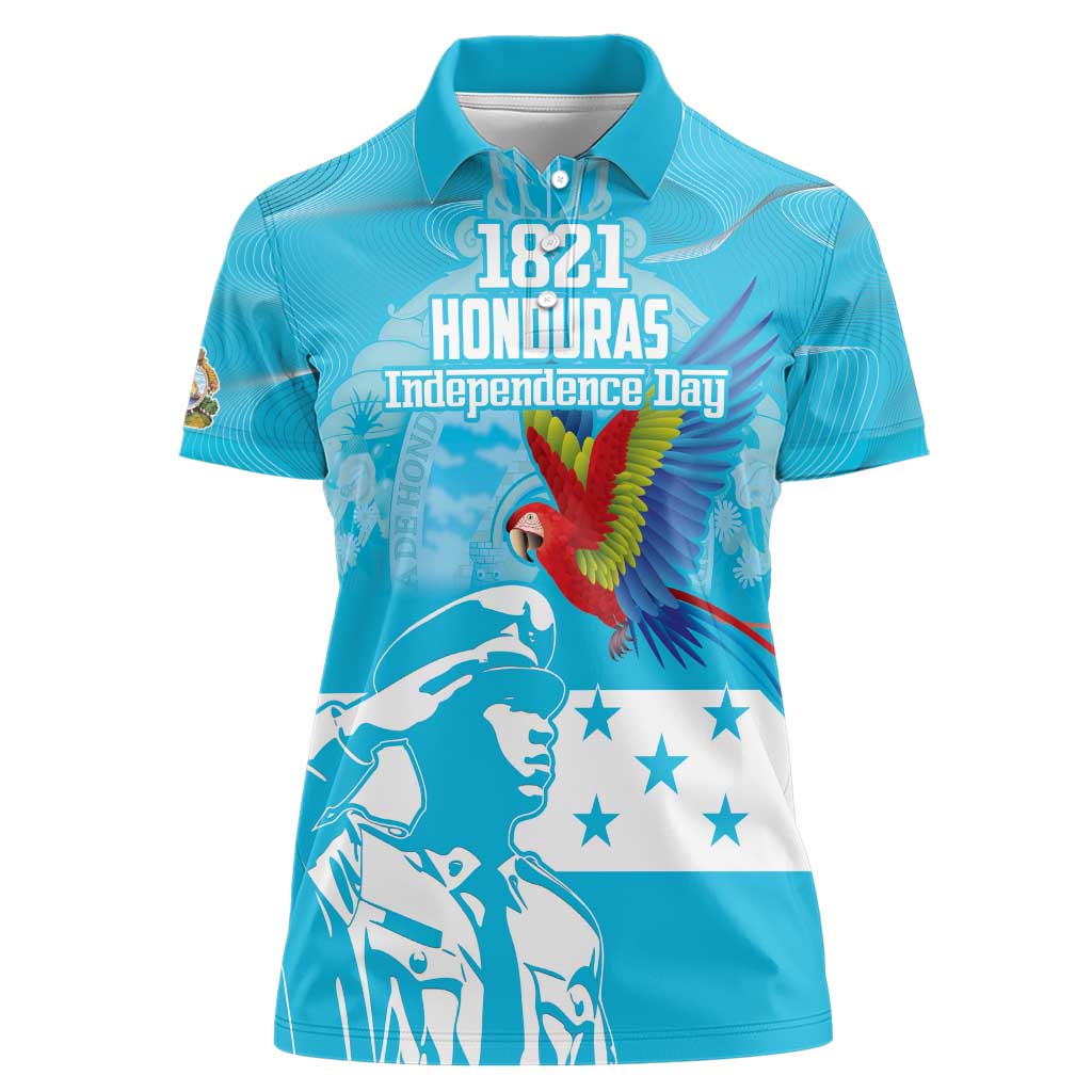 Personalized Honduras Scarlet Macaw Women Polo Shirt Happy Independence Day 1821 - Wonder Print Shop