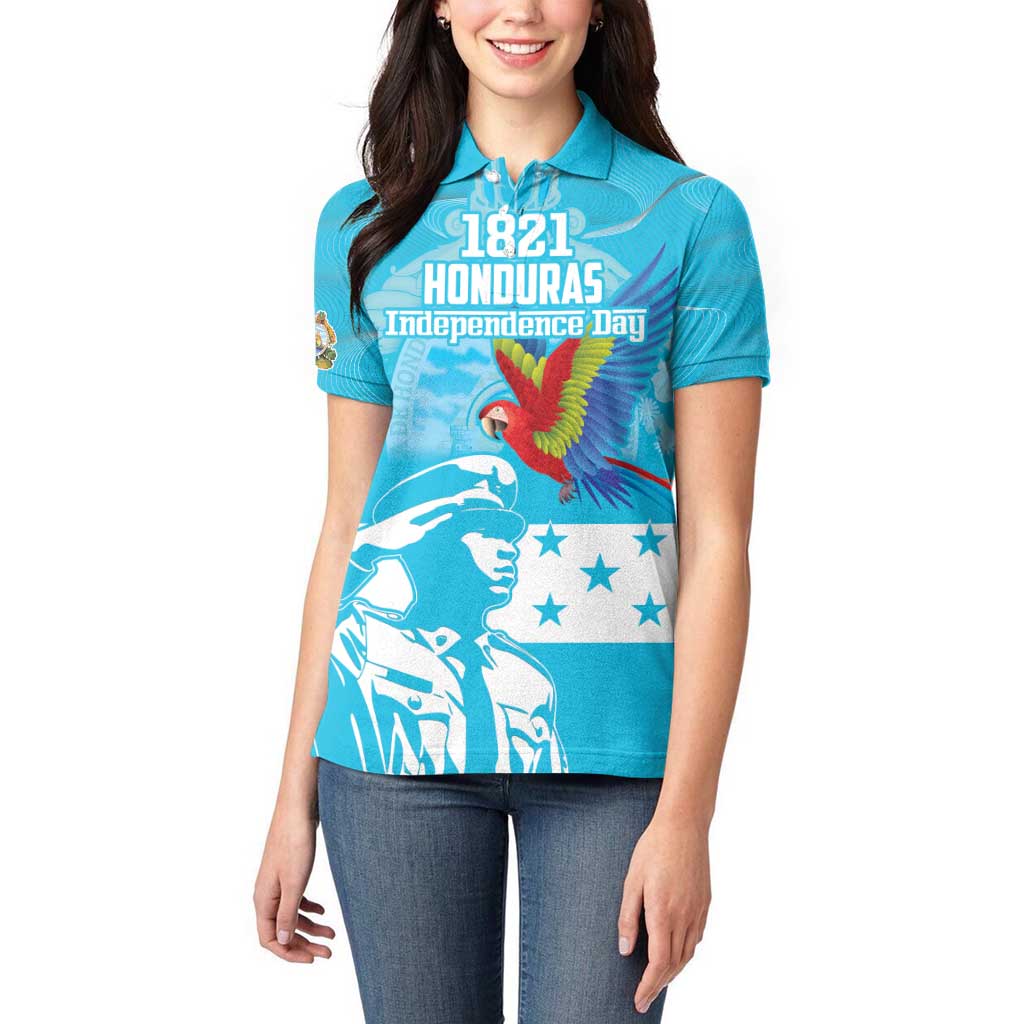 Personalized Honduras Scarlet Macaw Women Polo Shirt Happy Independence Day 1821 - Wonder Print Shop