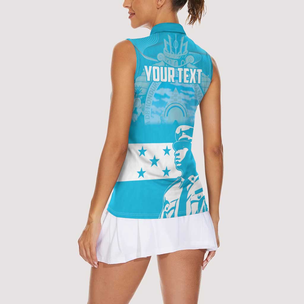 Personalized Honduras Scarlet Macaw Women Sleeveless Polo Shirt Happy Independence Day 1821 - Wonder Print Shop