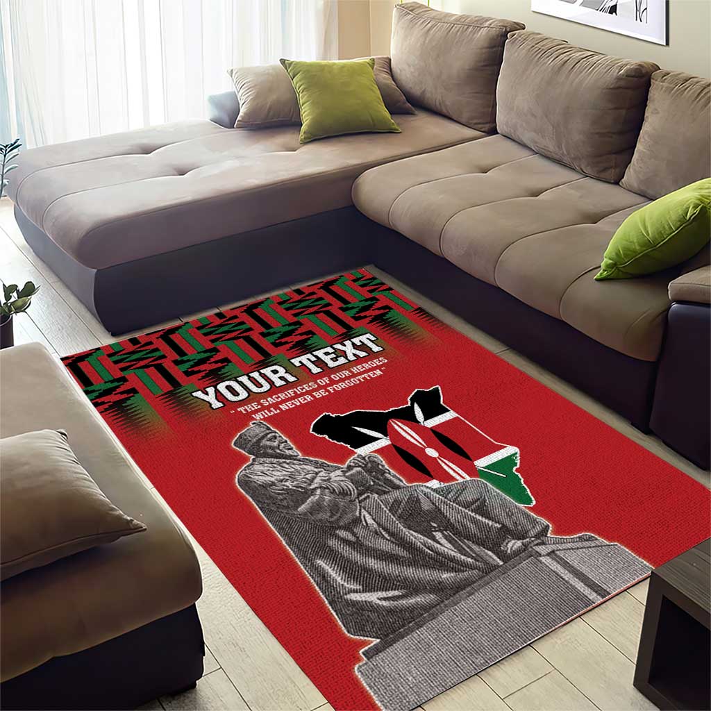 Personalized Kenya Mashujaa Day Area Rug Mzee Jomo Kenyatta With Coat Of Arms - Wonder Print Shop