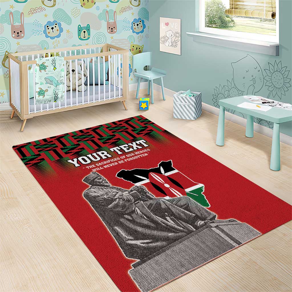 Personalized Kenya Mashujaa Day Area Rug Mzee Jomo Kenyatta With Coat Of Arms - Wonder Print Shop