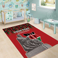 Personalized Kenya Mashujaa Day Area Rug Mzee Jomo Kenyatta With Coat Of Arms - Wonder Print Shop
