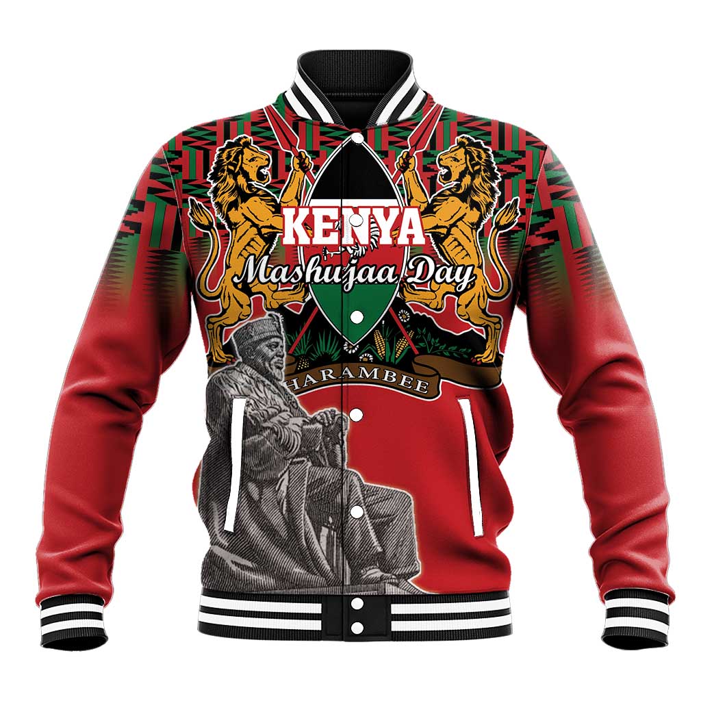 Personalized Kenya Mashujaa Day Baseball Jacket Mzee Jomo Kenyatta With Coat Of Arms - Wonder Print Shop