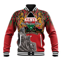 Personalized Kenya Mashujaa Day Baseball Jacket Mzee Jomo Kenyatta With Coat Of Arms - Wonder Print Shop