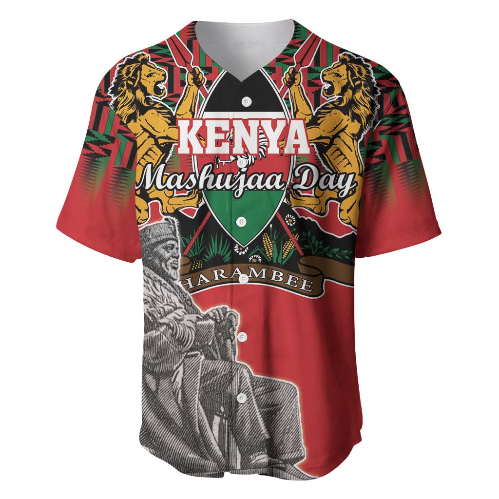 Personalized Kenya Mashujaa Day Baseball Jersey Mzee Jomo Kenyatta With Coat Of Arms - Wonder Print Shop