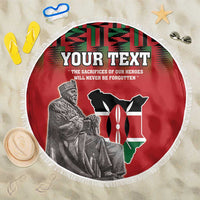 Personalized Kenya Mashujaa Day Beach Blanket Mzee Jomo Kenyatta With Coat Of Arms - Wonder Print Shop
