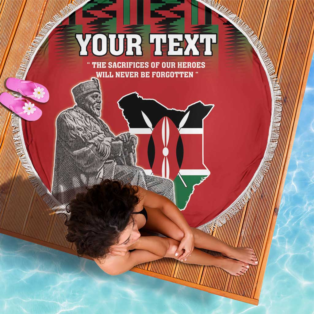 Personalized Kenya Mashujaa Day Beach Blanket Mzee Jomo Kenyatta With Coat Of Arms - Wonder Print Shop