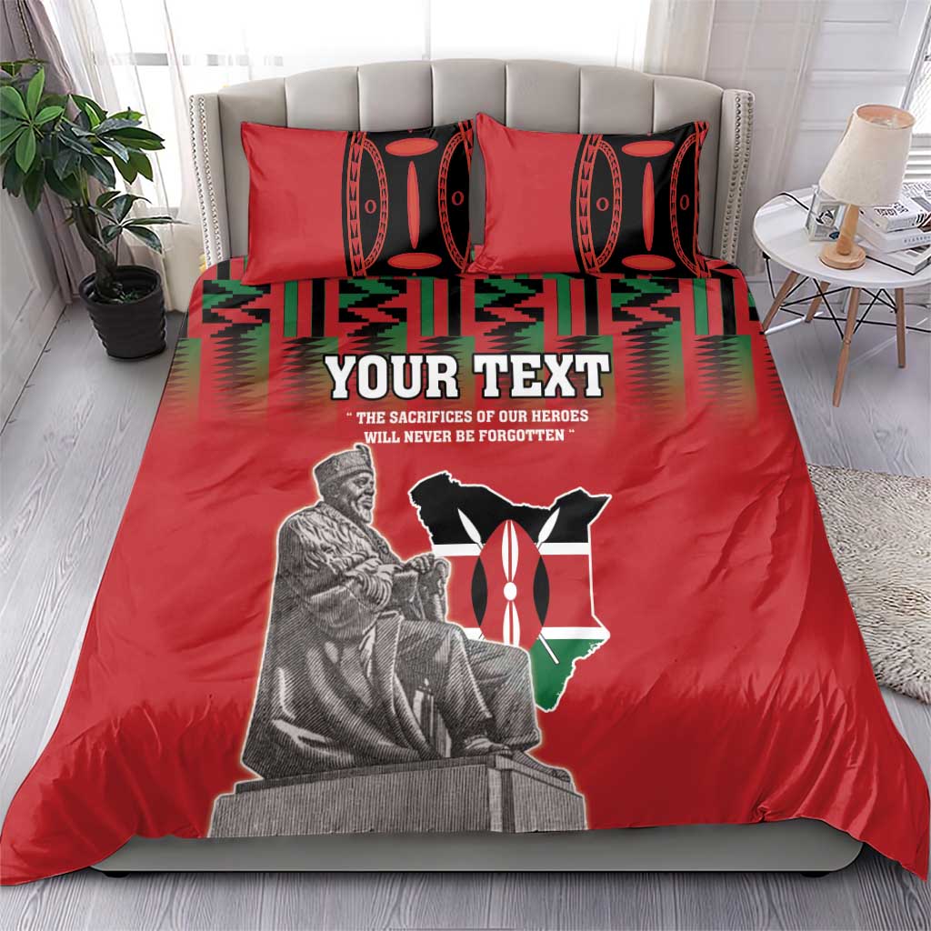 Personalized Kenya Mashujaa Day Bedding Set Mzee Jomo Kenyatta With Coat Of Arms - Wonder Print Shop
