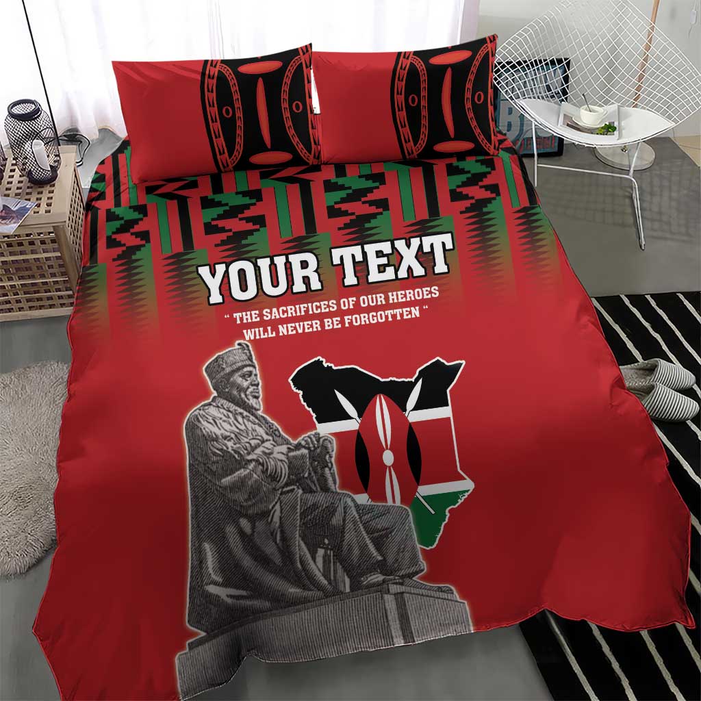 Personalized Kenya Mashujaa Day Bedding Set Mzee Jomo Kenyatta With Coat Of Arms - Wonder Print Shop