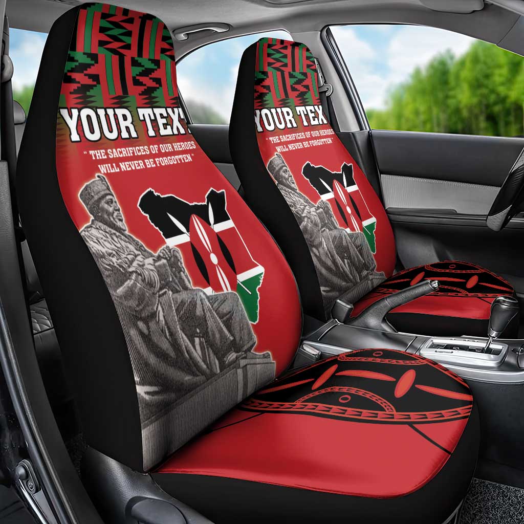Personalized Kenya Mashujaa Day Car Seat Cover Mzee Jomo Kenyatta With Coat Of Arms - Wonder Print Shop