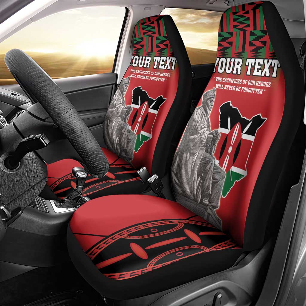 Personalized Kenya Mashujaa Day Car Seat Cover Mzee Jomo Kenyatta With Coat Of Arms - Wonder Print Shop