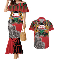 Personalized Kenya Mashujaa Day Couples Matching Mermaid Dress and Hawaiian Shirt Mzee Jomo Kenyatta With Coat Of Arms - Wonder Print Shop