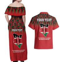 Personalized Kenya Mashujaa Day Couples Matching Off Shoulder Maxi Dress and Hawaiian Shirt Mzee Jomo Kenyatta With Coat Of Arms - Wonder Print Shop