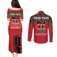 Personalized Kenya Mashujaa Day Couples Matching Puletasi and Long Sleeve Button Shirt Mzee Jomo Kenyatta With Coat Of Arms - Wonder Print Shop