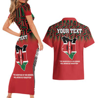 Personalized Kenya Mashujaa Day Couples Matching Short Sleeve Bodycon Dress and Hawaiian Shirt Mzee Jomo Kenyatta With Coat Of Arms - Wonder Print Shop