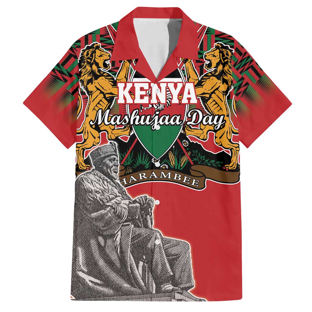 Personalized Kenya Mashujaa Day Family Matching Long Sleeve Bodycon Dress and Hawaiian Shirt Mzee Jomo Kenyatta With Coat Of Arms - Wonder Print Shop