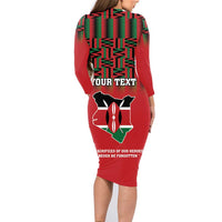Personalized Kenya Mashujaa Day Family Matching Long Sleeve Bodycon Dress and Hawaiian Shirt Mzee Jomo Kenyatta With Coat Of Arms - Wonder Print Shop