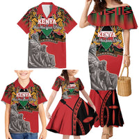 Personalized Kenya Mashujaa Day Family Matching Mermaid Dress and Hawaiian Shirt Mzee Jomo Kenyatta With Coat Of Arms - Wonder Print Shop