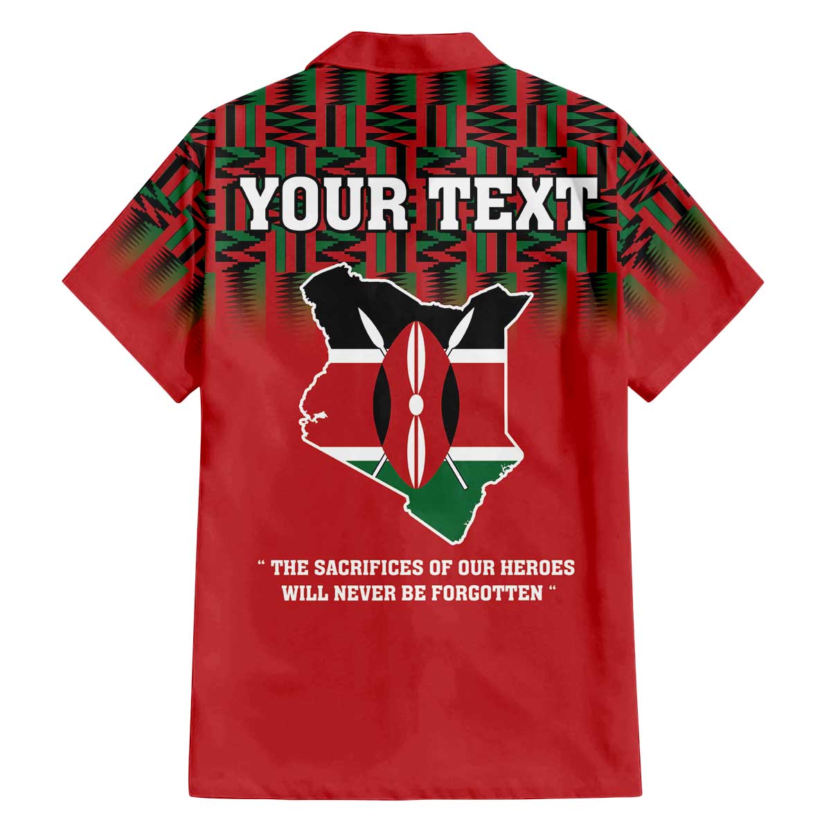 Personalized Kenya Mashujaa Day Family Matching Off The Shoulder Long Sleeve Dress and Hawaiian Shirt Mzee Jomo Kenyatta With Coat Of Arms - Wonder Print Shop