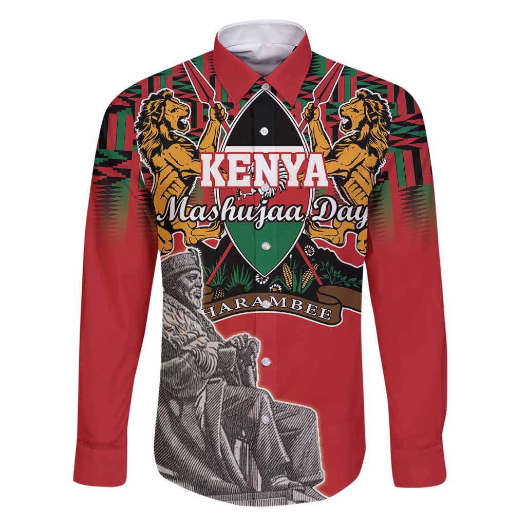 Personalized Kenya Mashujaa Day Family Matching Off Shoulder Maxi Dress and Hawaiian Shirt Mzee Jomo Kenyatta With Coat Of Arms - Wonder Print Shop
