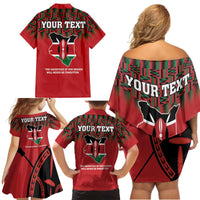 Personalized Kenya Mashujaa Day Family Matching Off Shoulder Short Dress and Hawaiian Shirt Mzee Jomo Kenyatta With Coat Of Arms - Wonder Print Shop