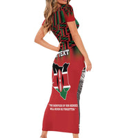 Personalized Kenya Mashujaa Day Family Matching Short Sleeve Bodycon Dress and Hawaiian Shirt Mzee Jomo Kenyatta With Coat Of Arms - Wonder Print Shop