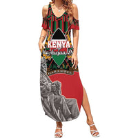 Personalized Kenya Mashujaa Day Family Matching Summer Maxi Dress and Hawaiian Shirt Mzee Jomo Kenyatta With Coat Of Arms - Wonder Print Shop
