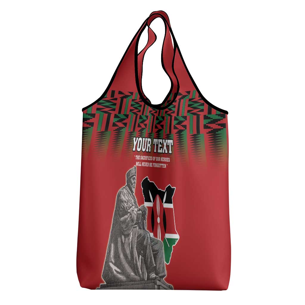 Personalized Kenya Mashujaa Day Grocery Bag Mzee Jomo Kenyatta With Coat Of Arms