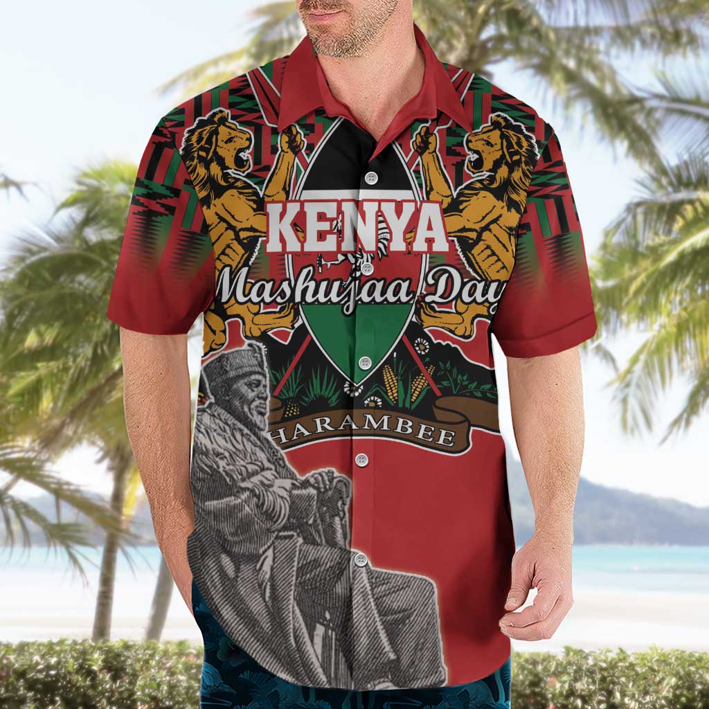 Personalized Kenya Mashujaa Day Hawaiian Shirt Mzee Jomo Kenyatta With Coat Of Arms - Wonder Print Shop