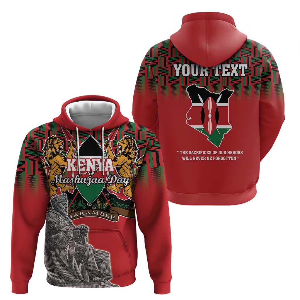 Personalized Kenya Mashujaa Day Hoodie Mzee Jomo Kenyatta With Coat Of Arms - Wonder Print Shop