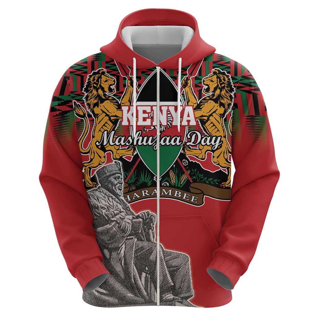 Personalized Kenya Mashujaa Day Hoodie Mzee Jomo Kenyatta With Coat Of Arms - Wonder Print Shop