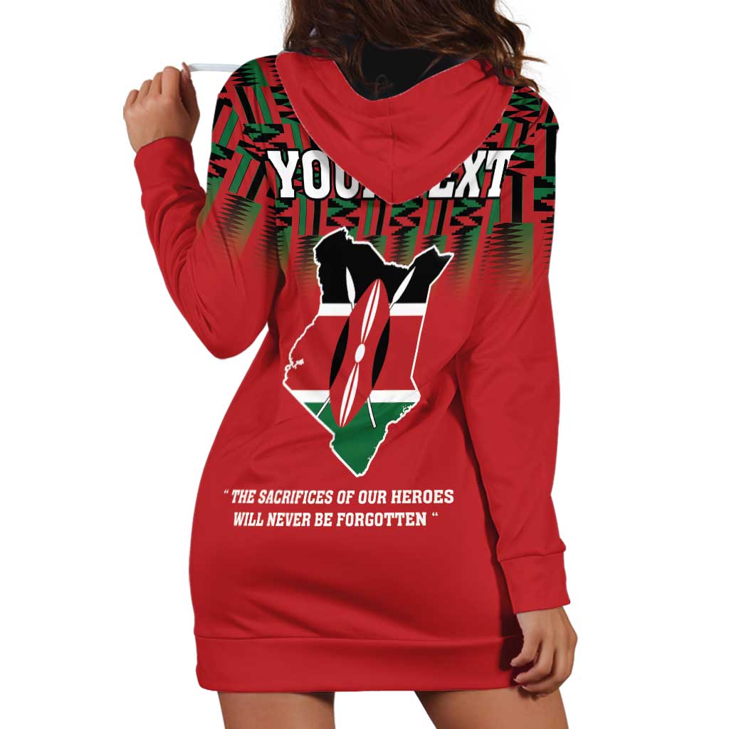 Personalized Kenya Mashujaa Day Hoodie Dress Mzee Jomo Kenyatta With Coat Of Arms - Wonder Print Shop