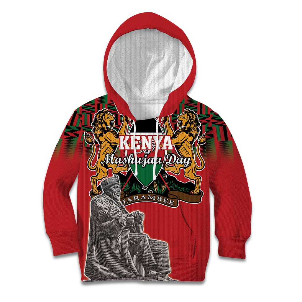Personalized Kenya Mashujaa Day Kid Hoodie Mzee Jomo Kenyatta With Coat Of Arms - Wonder Print Shop