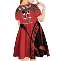 Personalized Kenya Mashujaa Day Kid Short Sleeve Dress Mzee Jomo Kenyatta With Coat Of Arms - Wonder Print Shop