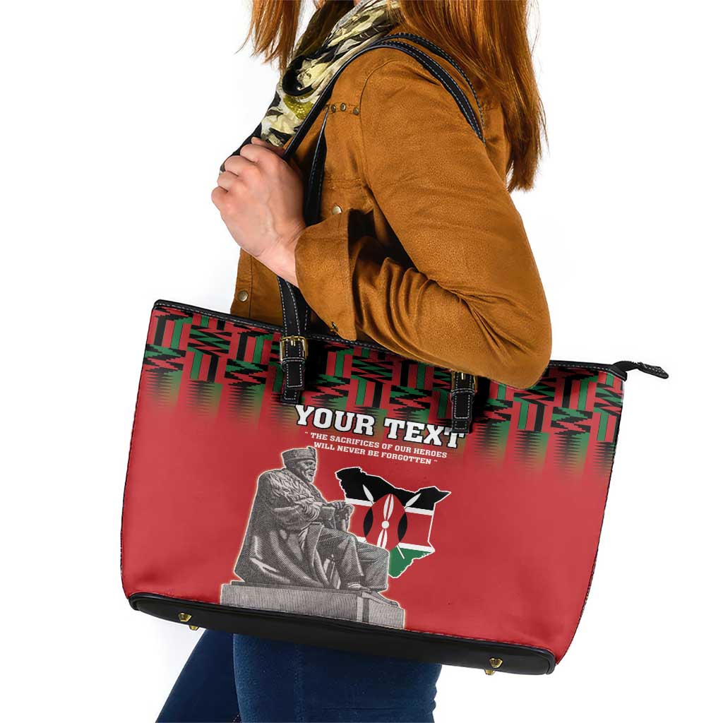 Personalized Kenya Mashujaa Day Leather Tote Bag Mzee Jomo Kenyatta With Coat Of Arms - Wonder Print Shop
