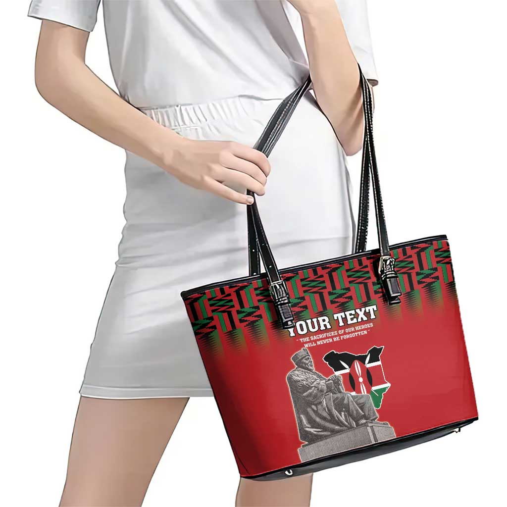 Personalized Kenya Mashujaa Day Leather Tote Bag Mzee Jomo Kenyatta With Coat Of Arms - Wonder Print Shop